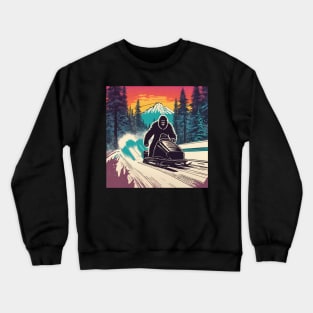 Funny Bigfoot Doing Extreme Bobsleighing Winter Sport Bobsleigh Crewneck Sweatshirt